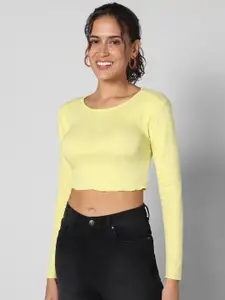 Pantaloons Round Neck Fitted Crop Top