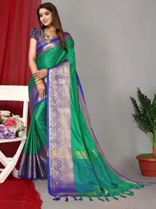 DIVASTRI Ethnic Motifs  Woven Design Zari Silk Cotton Kanjeevaram Saree