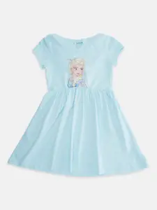 Pantaloons Junior Girls Frozen Printed Hooded Cotton Fit & Flare Dress
