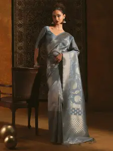 Soch Woven Design Zari Silk Blend Tussar Saree