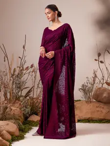 Soch Ethnic Motifs Embroidered Stone Work Saree