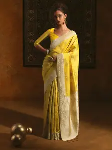 Soch Floral Embellished Silk Blend Tussar Saree