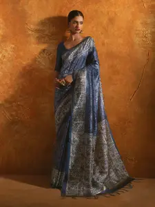 Soch Floral Printed Silk Blend Tussar Saree