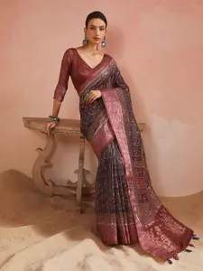 Soch Floral Printed Sequinned Pochampally Saree