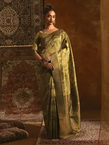 Soch Woven Design Zari Silk Blend Tussar Saree