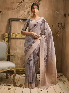 Soch Floral Printed Zari Tussar Saree