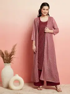 AKS Couture Ethnic Motifs Foil Printed Kurta with Palazzos & jacket