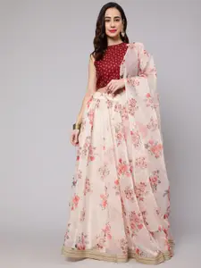 AKS Couture Printed Ready to Wear Lehenga & Blouse With Dupatta