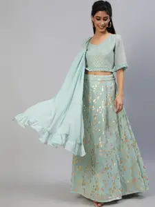 AKS Couture Printed Ready to Wear Lehenga & Blouse With Dupatta