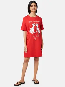 Dreamz by Pantaloons Graphic Printed Pure Cotton T-Shirt Nightdress