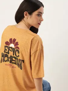 Harvard Graphic Printed Drop-Shoulder Sleeves Longline T-shirt