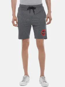SF JEANS by Pantaloons Men Black Deadpool Mid Rise Slim Fit Cotton Shorts
