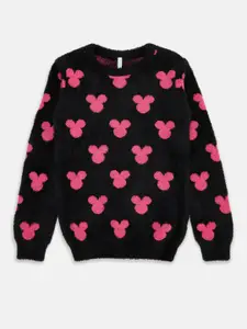 Pantaloons Junior Girls Mickey Mouse Printed Acrylic Pullover Sweater
