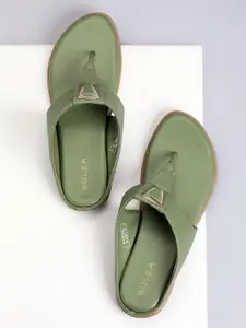 Paragon Striped Buckled Lightweight T-Strap Flats