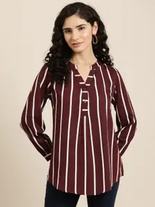 Qurvii Women Comfort Opaque Striped Casual Shirt