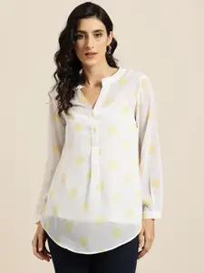 Qurvii Comfort Polka Dots Printed Sheer Casual Shirt