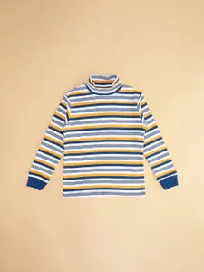 Pantaloons Junior Boys Striped Cotton Turtle Neck Sweatshirt