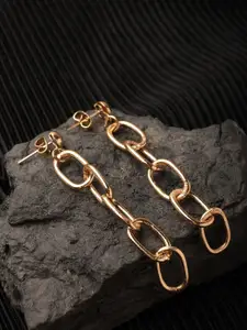 XPNSV Gold-Plated Chain Drop Earrings