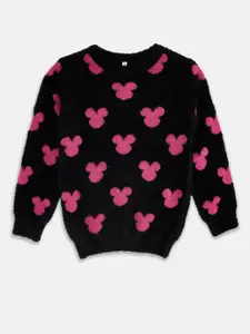 Pantaloons Junior Girls Mickey Mouse Printed Acrylic Pullover Sweater
