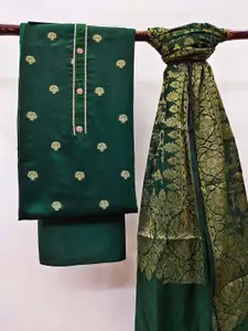 KALINI Floral Woven Design Zari Detail Unstitched Dress Material
