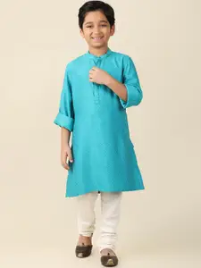Fabindia Boys Woven Design Mandarin Collar Long Sleeves Kurta