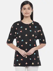 Honey by Pantaloons Mickey Mouse Printed Round Neck Cotton Longline Top