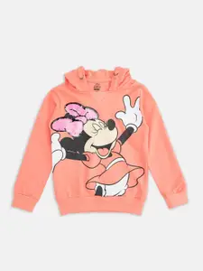Pantaloons Junior Girls Minnie Mouse Printed Hooded Cotton Sweatshirt