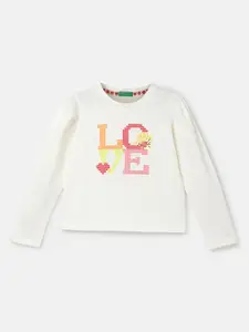 United Colors of Benetton Girls Typography Printed Cotton Top