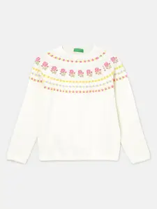 United Colors of Benetton Girls Floral Printed Cotton Pullover