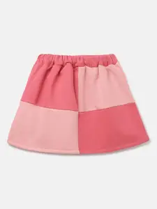 United Colors of Benetton Girls Colourblocked Pure Cotton A Line Skirt