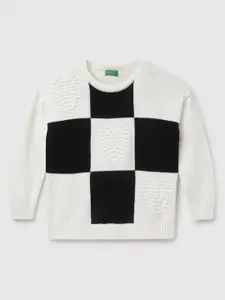 United Colors of Benetton Girls Checked Cotton Pullover