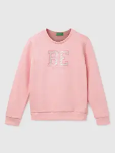 United Colors of Benetton Girls Pink Printed Sweatshirt