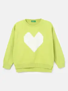United Colors of Benetton Girls Graphic Self Design Cotton Pullover