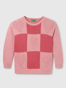 United Colors of Benetton Girls Checked Cotton Pullover Sweater