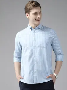 Blackberrys Slim Fit Vertically Striped Pure Cotton Casual Shirt