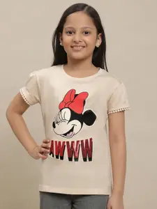Kids Ville Girls Mickey & Friends Printed Pure Cotton T-shirt