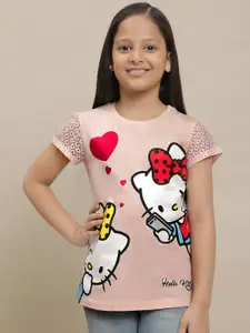 Kids Ville Girls Hello Kitty Printed Pure Cotton Tshirt