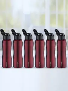 BOROSIL Grip N Sip 6-Pcs Maroon Stainless Steel Single Wall Water Bottle 1L Each