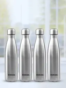 BOROSIL Bolt 4-Pieces Stainless Steel Single Wall Bottle 1L Each