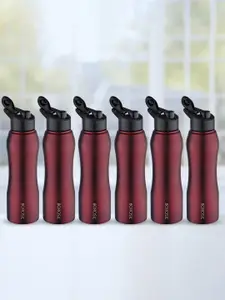 BOROSIL Grip N Sip 6-Pieces Maroon Single Wall Bottle 750 ml