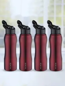BOROSIL Grip N Sip Maroon 4 Pieces Stainless Steel Water Bottle 1L Each