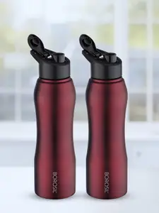 BOROSIL Grip N Sip 2-Pieces Maroon Single Wall Bottle 750 ml Each