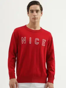 United Colors of Benetton Typography Embroidered Cotton Pullover Sweater