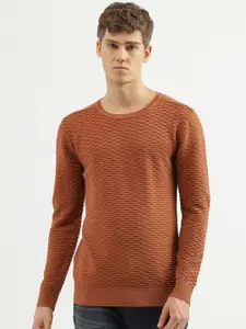 United Colors of Benetton Striped Self Design Cotton Pullover Sweater