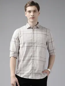 Blackberrys Slim Fit Grid Tattersall Checked Pure Cotton Casual Shirt