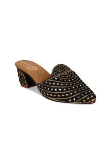 The Desi Dulhan Embroidered Block Heel Mules