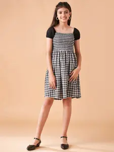 Cherry & Jerry Girls Checked Puff Seeves Fit & Flare Dress