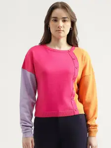 United Colors of Benetton Colourblocked Ribbed Cotton Pullover Sweater