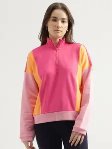 United Colors of Benetton Colourblocked Mock Neck Sweatshirt