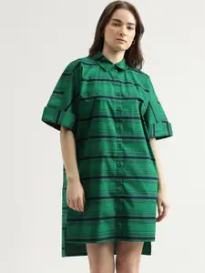 United Colors of Benetton Striped Cotton High Low Shirt Style Dress